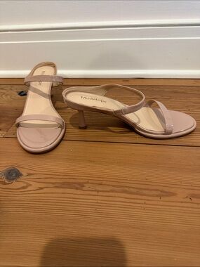 Modatope Nude Strappy Mid-Kitten Heel Sandals. Never worn, size 6.5